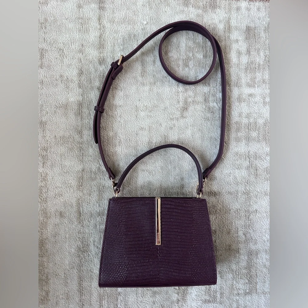 Structured Purple Crossbody Bag with Top Handle